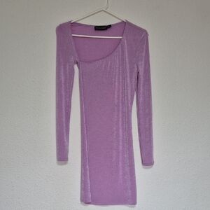 PrettyLittleThing Lavender Cut-Out Neckline Long Sleeve Bodycon Dress Size 4